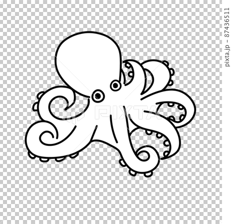 魚のモノクロイラスト 白黒 たこ 魚のモノクロイラスト 白黒 たこ 87436511