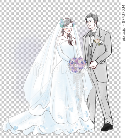 結婚式を挙げる男女カップル 87437034