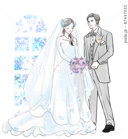 結婚式を挙げる男女カップル 結婚式を挙げる男女カップル 87437035