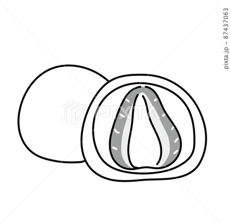 大福のモノクロイラスト 白黒 いちご大福 大福のモノクロイラスト 白黒 いちご大福 87437063