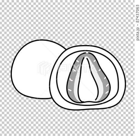 大福單色插圖黑白草莓大福 87437063