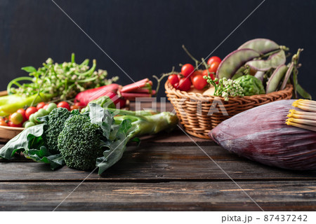 Organic Southeast Asian vegetables from local farmers market, Thailand Organic Southeast Asian vegetables from local farmers market, Thailand 87437242