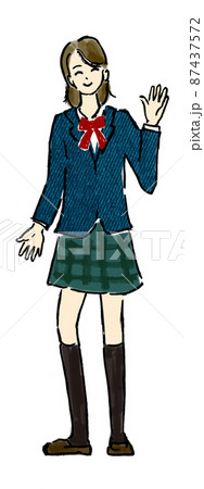 制服の喜んでいる高校生 女子生徒 制服の喜んでいる高校生 女子生徒 87437572