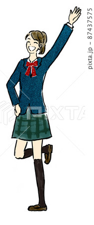 制服の喜んでいる高校生 女子生徒 制服の喜んでいる高校生 女子生徒 87437575