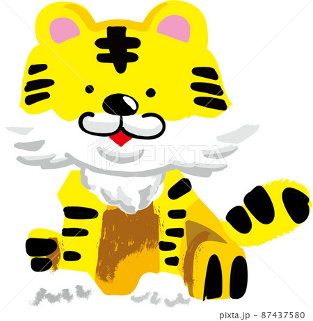 すわっているかわいいトラのイラスト すわっているかわいいトラのイラスト 87437580