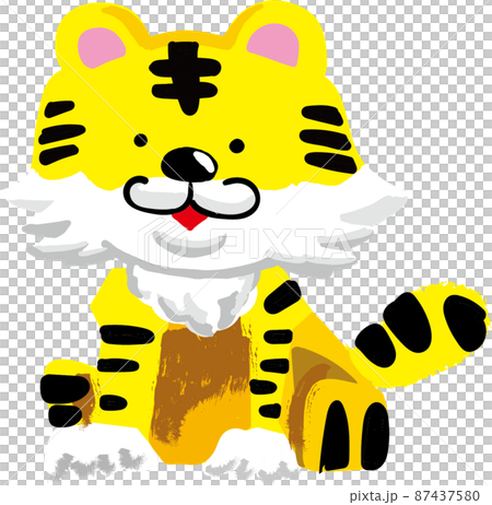 すわっているかわいいトラのイラスト すわっているかわいいトラのイラスト 87437580
