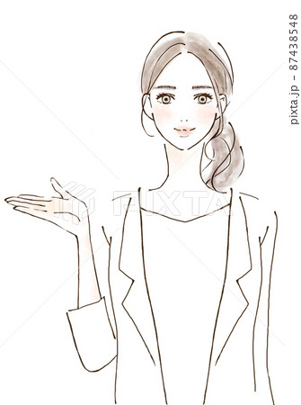 問題解決に導く先生　人物イラスト　スーツ　白衣を着た若い女性 87438548