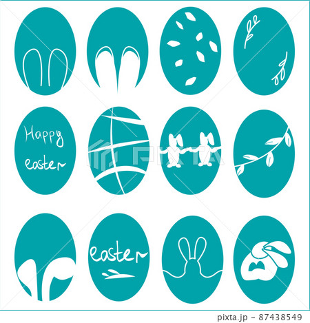 Set of easter eggs flat design on white background. 87438549