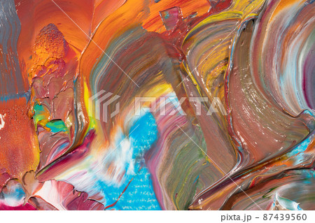 Mixed oil paints close-up. Colorful abstract background Mixed oil paints close-up. Colorful abstract background 87439560