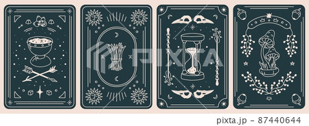Abstract banners with witchcraft and alchemy symbols, fashion symbols. Vector set mythology design mystic witchcraft Abstract banners with witchcraft and alchemy symbols, fashion symbols. Vector set mythology design mystic witchcraft 87440644