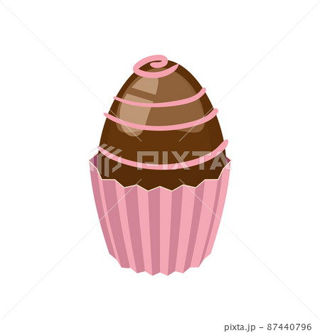 Easter cupcake with decorated chocolate egg, muffin. Sweet food, dessert 87440796