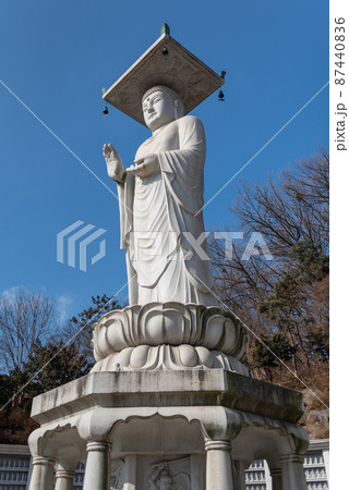 Maitreya statue at Bongeunsa Buddhist Temple in Gangnam in Seoul South Korea Maitreya statue at Bongeunsa Buddhist Temple in Gangnam in Seoul South Korea 87440836