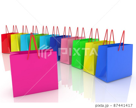 Shopping bags in different colors on white 87441417