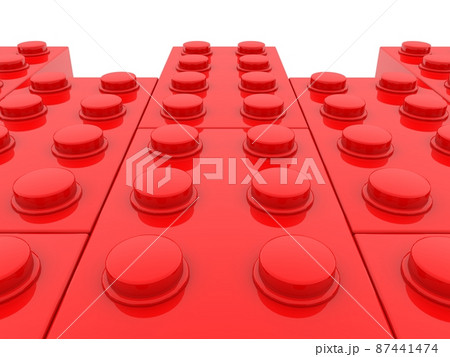 Red toy bricks on white background Red toy bricks on white background 87441474
