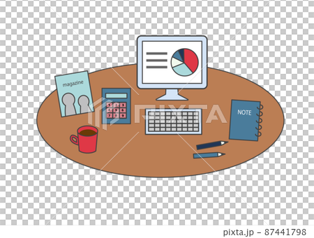 仕事のデスク　イラストセット 87441798