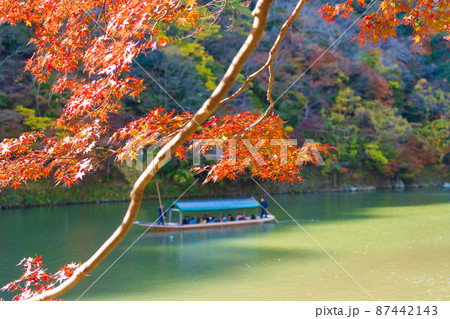 紅葉の嵐山　屋形船 87442143
