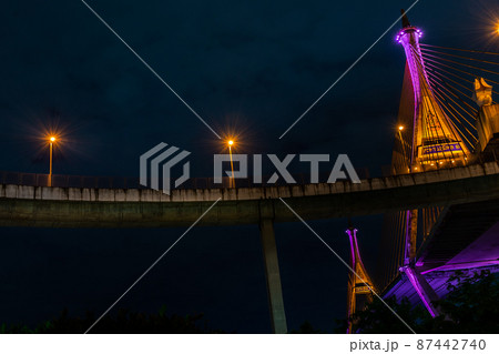 Night Scene Bhumibol Bridge, Bangkok, Thailand 87442740