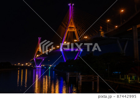 Night Scene Bhumibol Bridge, Bangkok, Thailand Night Scene Bhumibol Bridge, Bangkok, Thailand 87442995