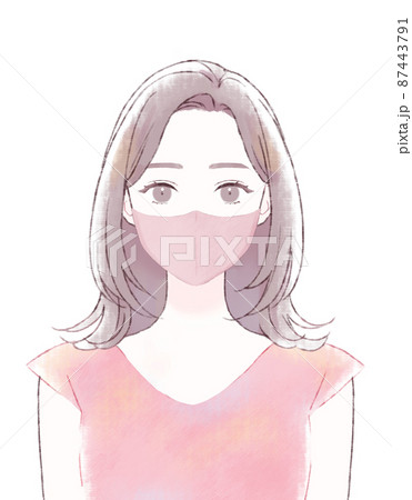 マスクの女性・夏 87443791