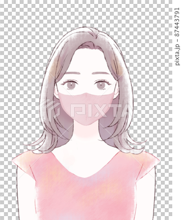 マスクの女性・夏 87443791