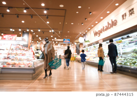 【大阪府】3月・ショッピング街で買い物する人《アウトフォーカス》 87444315