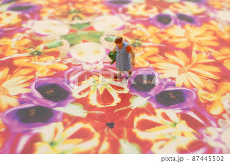 mini of figure Watering Plants  on the printed matter 87445502