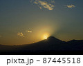 富士山に沈む夕日の花粉光環 87445518