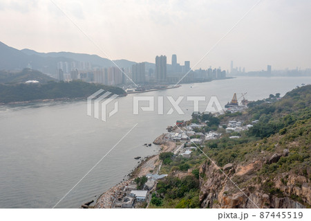 Aerial view of Lei Yue Mun Coast and hong kong 5 march 2022 87445519
