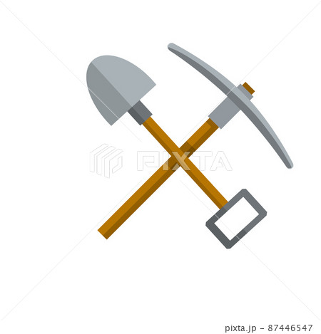 Pick and shovel. Miner and digger tool. 87446547