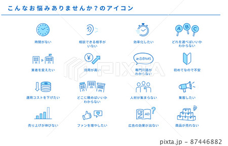 こんなお悩みありませんか？のビジネスアイコンセット、ベクター 87446882