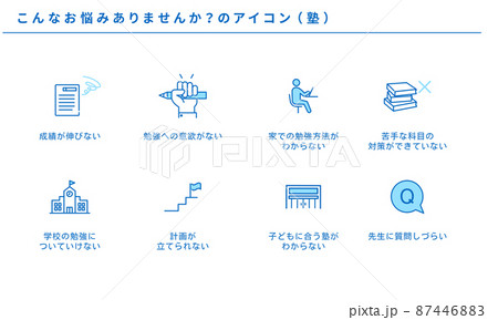 こんなお悩みありませんか？の塾アイコンセット、ベクター 87446883