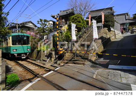 3月 鎌倉1303江ノ電(江ノ島電鉄)腰越満福寺前・源義経ゆかりの地 3月 鎌倉1303江ノ電(江ノ島電鉄)腰越満福寺前・源義経ゆかりの地 87447578