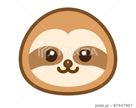 かわいいナマケモノの顔アイコンのイラスト素材