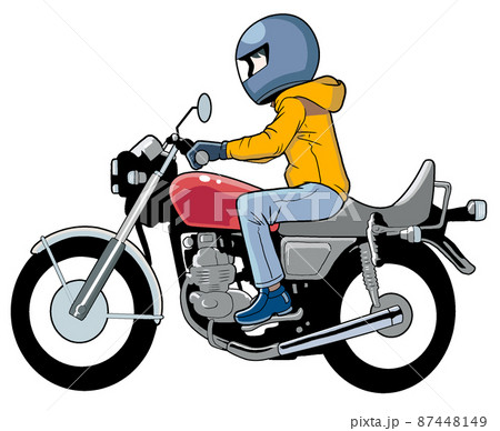 バイクに乗る人のイラスト【オートバイ・ライダー】 87448149