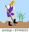 Woman digging a bed in the garden plot. 87448231