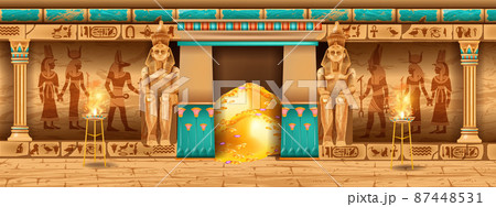 Egypt temple background, vector game pyramid stone wall, ancient pharaoh tomb interior, god outline Egypt temple background, vector game pyramid stone wall, ancient pharaoh tomb interior, god outline 87448531