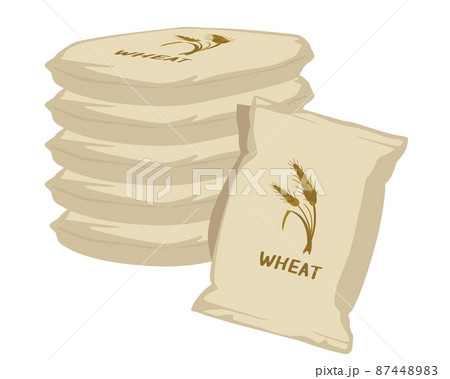 小麦　小麦粉　袋　たくさん　イラスト 87448983
