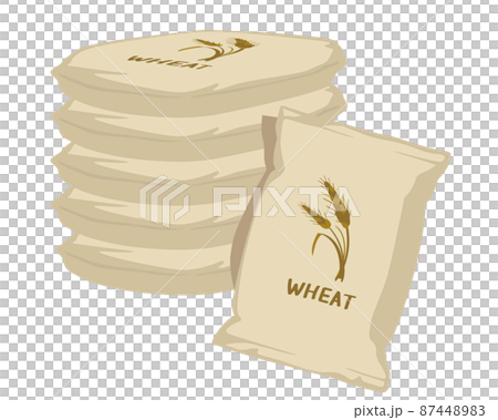 小麦　小麦粉　袋　たくさん　イラスト 87448983