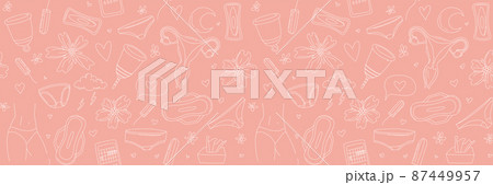 Women menstruation periods seamless pattern underpants, pads, tampons, menstrual cup 87449957