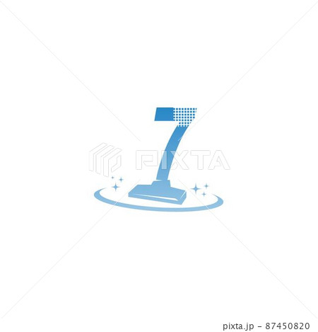 Cleaning service logo illustration with number  7 icon template 87450820