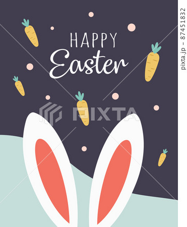 happy easter card with cartoon ears rabbit 87451832