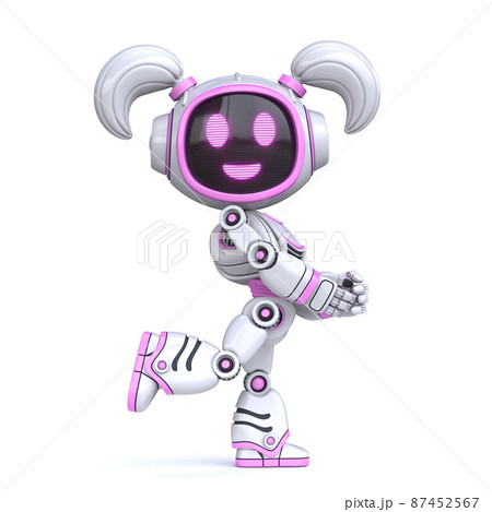Cute pink girl robot posing 3D Cute pink girl robot posing 3D 87452567