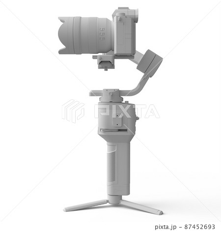 3-axis gimbal stabilization system with nonexistent mirrorless camera on white 87452693