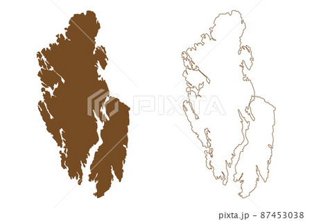 Ytre Sula island (Kingdom of Norway) map vector illustration, scribble sketch Ytre Sula map 87453038
