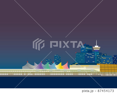 バンクーバー　vancouver　カナダプレイス　canada　place　夜景 87454173