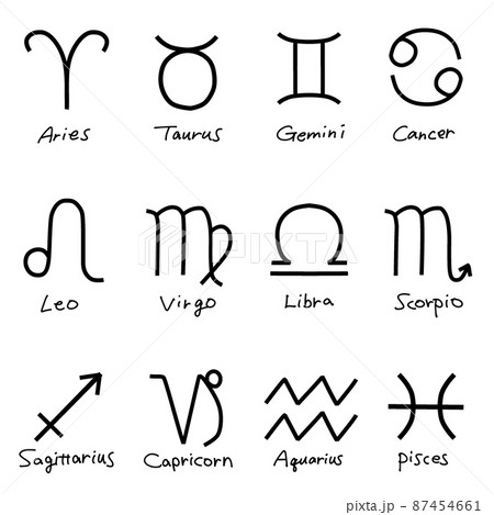 星座記号 星座マーク 白黒のイラスト素材