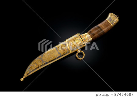 collectible silver dagger with scabbard on black collectible silver dagger with scabbard on black 87454687