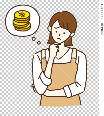 農業女子　女性　農家　イラスト　困る　困った顔 87455324