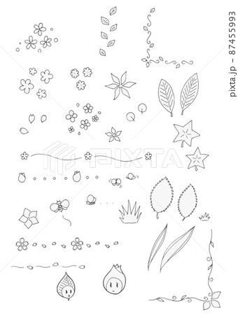 シンプルナチュラルでちょっぴり可愛い植物イラストセット　手描き　ベクター 87455993