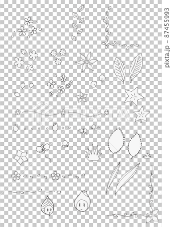 シンプルナチュラルでちょっぴり可愛い植物イラストセット　手描き　ベクター 87455993